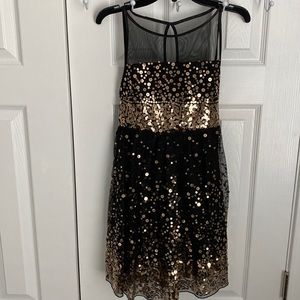 Crystal Doll Black and Gold Sequin Dress
